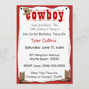 Invitations d'anniversaire de Cowboy