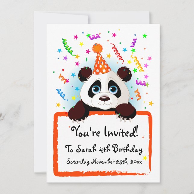 Invitations d'anniversaire de Cute Panda (Devant)
