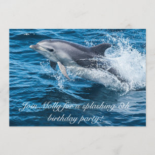Invitations d'anniversaire de dauphins éclaboussan
