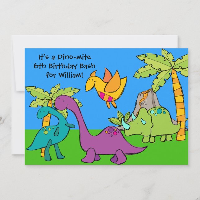 Invitations d'anniversaire de Dino-mite Dinosaur c (Devant)
