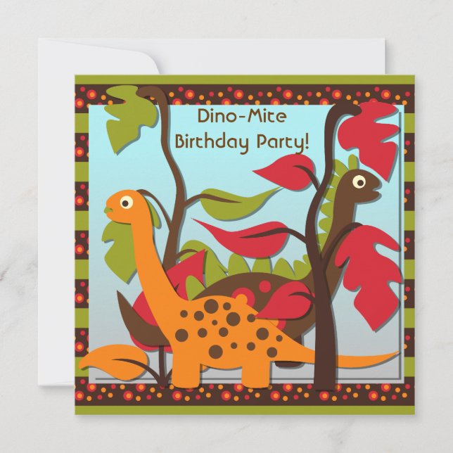 Invitations d'anniversaire de Dinos préhistoriques (Devant)