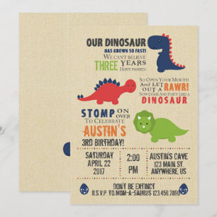 Invitations d'anniversaire de Dinosaur