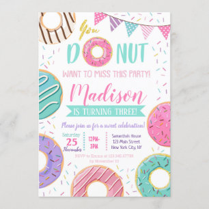 Invitations d'anniversaire de Donut
