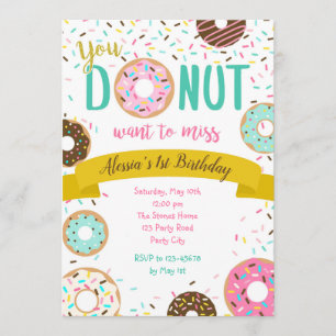Invitations d'anniversaire de Donut Saupoudrer le