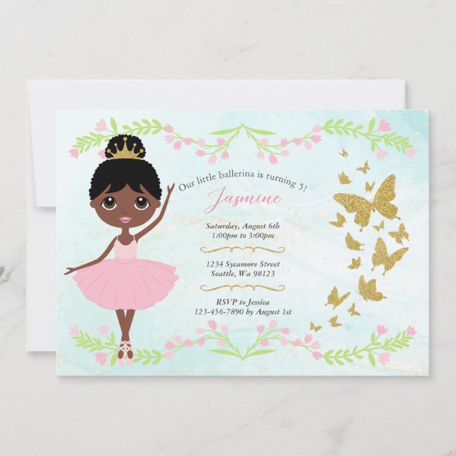 Invitations d'anniversaire de fille (Devant)
