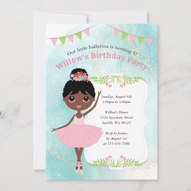 Invitations d'anniversaire de fille (Devant)