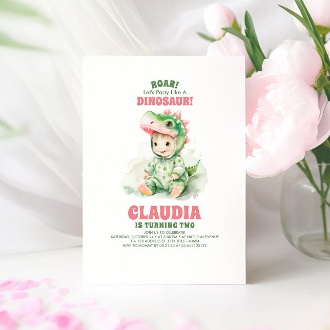 Invitations d'anniversaire de Girl Dinosaur (Dinosaur Birthday Invitations for Girl!)