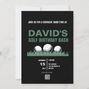 Invitations d'anniversaire de golf avec code QR