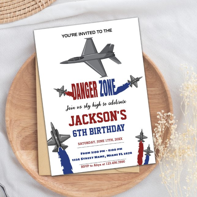 Invitations d'anniversaire de Grey Fighter Jet (Gray Fighter Jet Birthday Invitations)