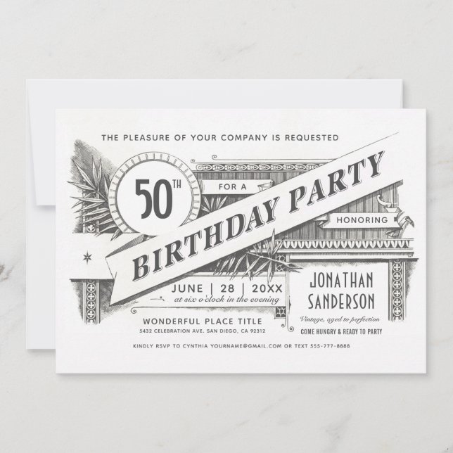 Invitations d'anniversaire de jalon | Vintage supr (Devant)