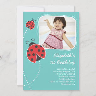 Invitations d'anniversaire de la coccinelle bleue 