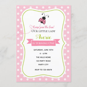 Invitations d'anniversaire de la coccinelle (vert 