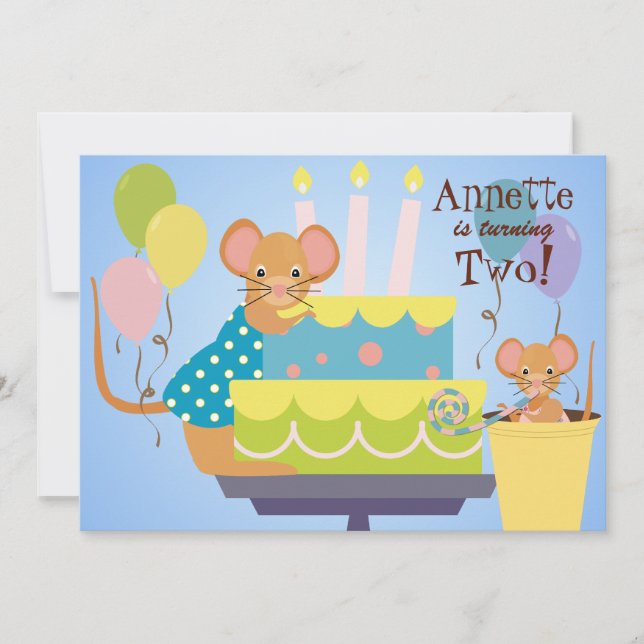 Invitations d'anniversaire de la fête de la souris (Devant)