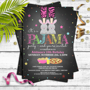 Invitations d'anniversaire de la fête du pyjama de