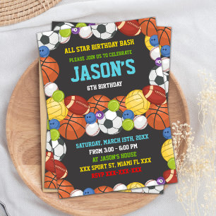 Invitations d'anniversaire de la fête sportive