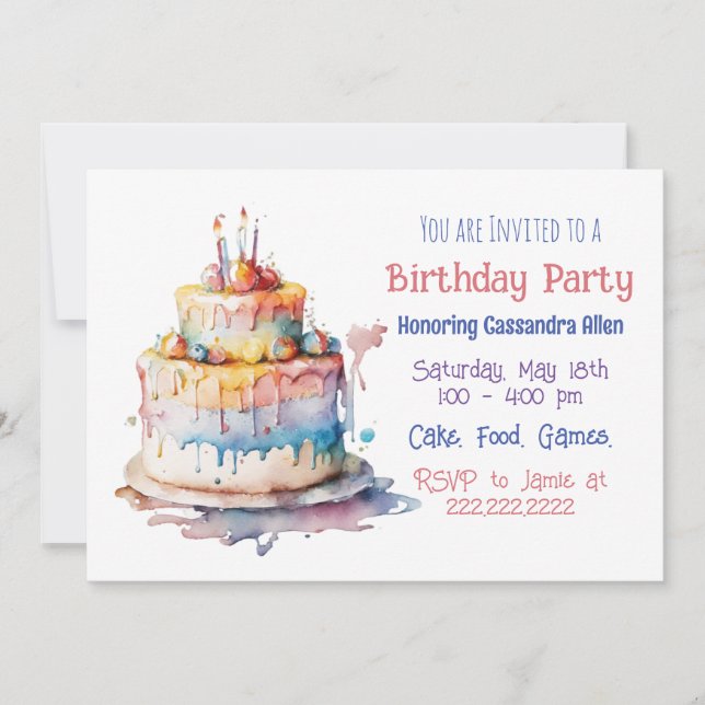 Invitations d'anniversaire de la fille Whimsical (Devant)