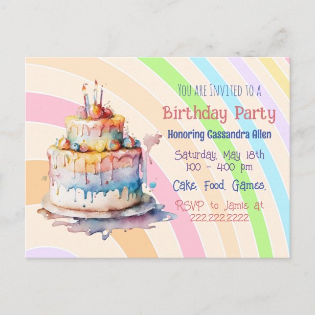 Invitations d'anniversaire de la fille Whimsical (Devant)