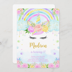 Invitations d'anniversaire de la licorne