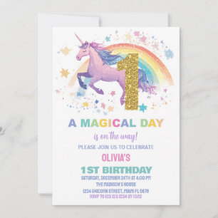 Invitations d'anniversaire de la licorne