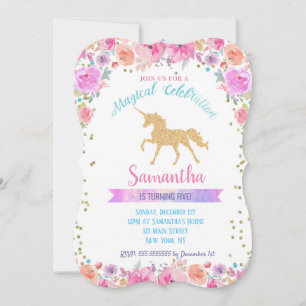 Invitations d'anniversaire de la licorne