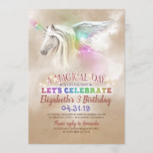 Invitations d'anniversaire de la licorne