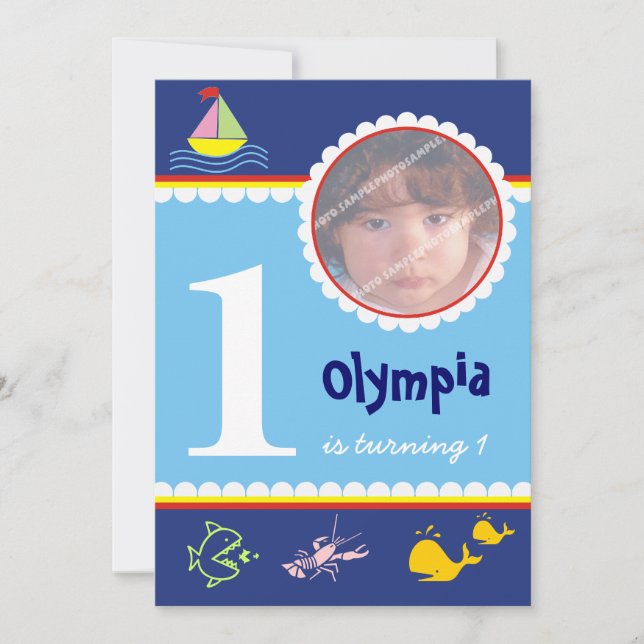 Invitations d'anniversaire de la mer (Devant)