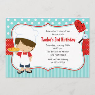 Invitations d'anniversaire de la pizza (Boy Blue R