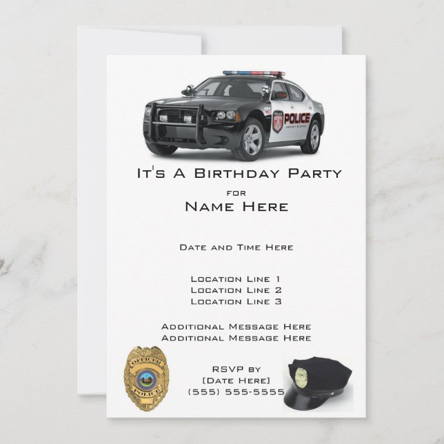 Invitations d'anniversaire de la police (Devant)