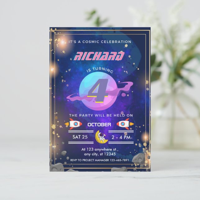 Invitations d'anniversaire de l'astronaute (Debout devant)