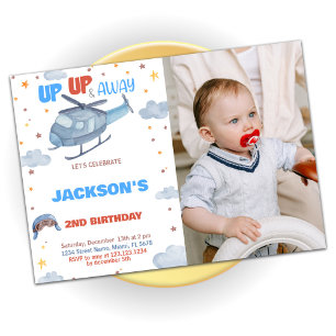 Invitations d'anniversaire de l'avion Blue Grey av