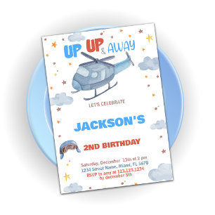 Invitations d'anniversaire de l'avion Blue Grey Or