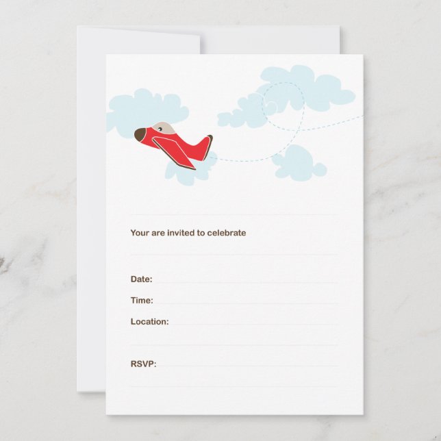INVITATIONS D'ANNIVERSAIRE DE L'AVION - ROUGE (Devant)