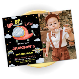 Invitations d'anniversaire de l'avion rouge noir a