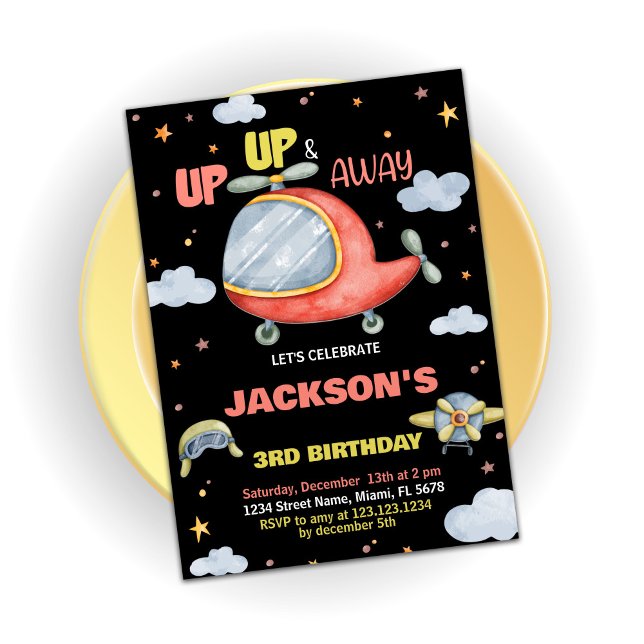 Invitations d'anniversaire de l'avion Vert Rouge N (Airplane Birthday Invitations Green Red Black)