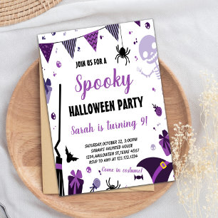 Invitations d'anniversaire de l'Halloween violet