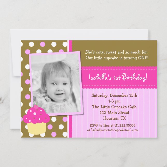 Invitations d'anniversaire de Little Cupcake (Devant)