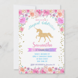 Invitations d'anniversaire de l'Unicorne