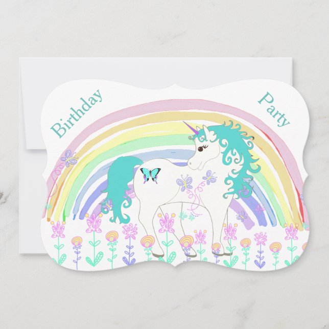 Invitations d'anniversaire de l'Unicorne (Devant)