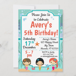 Invitations d'anniversaire de Mermaid