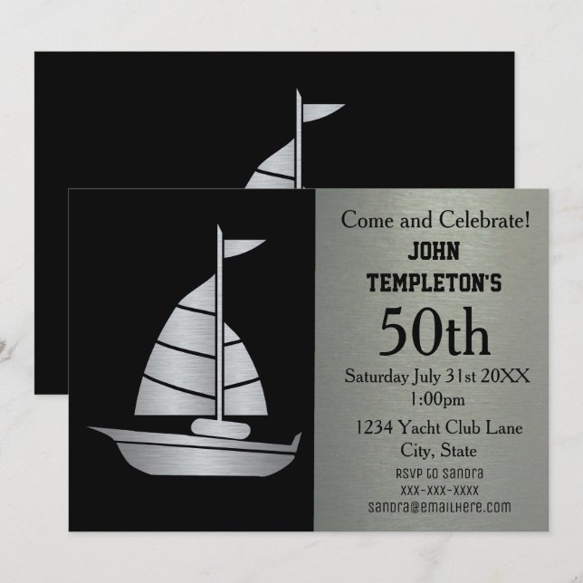 Invitations d'anniversaire de navigation du yacht (Devant / Derrière)