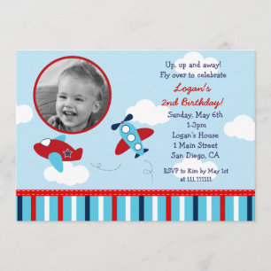 Invitations d'anniversaire de photo d'aviateur