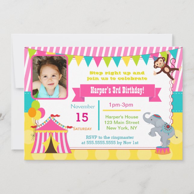 Invitations d'anniversaire de photo de carnaval de (Devant)