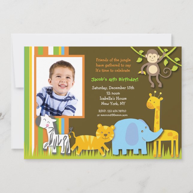 Invitations d'anniversaire de photo de safari (Devant)