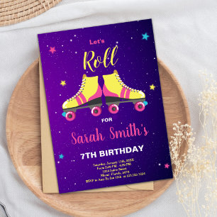 Invitations d'anniversaire de Pink Roller