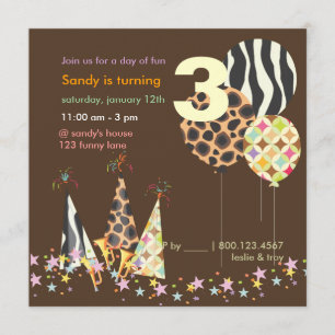 Invitations d'anniversaire de PixDezines Zebra Bal