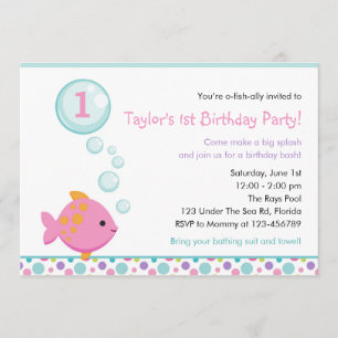 Invitations d'anniversaire de poisson (filles) ave
