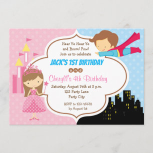 Invitations d'anniversaire de Princess Superhero T
