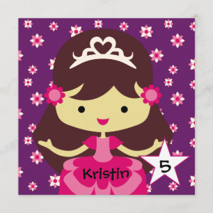 Invitations d'anniversaire de princesse aux cheveu