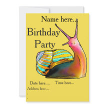 Invitations d'anniversaire de Rainbow Snail