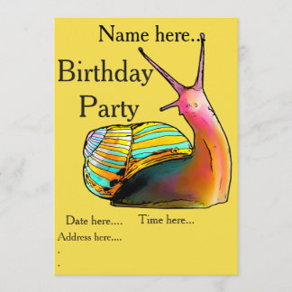 Invitations d'anniversaire de Rainbow Snail